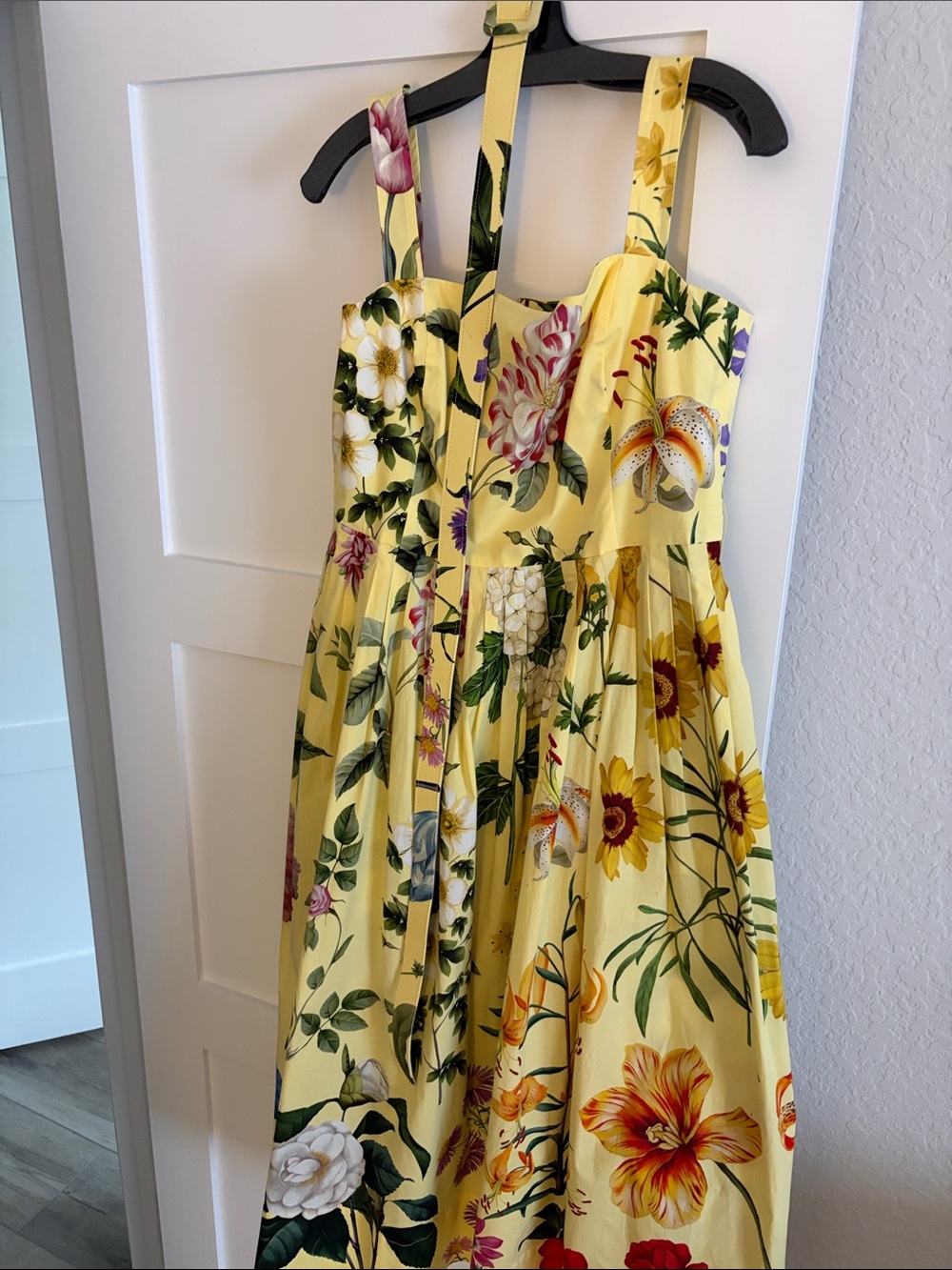 Oscar de la Renta Yellow Floral Midi Dress - Picture 5 of 5